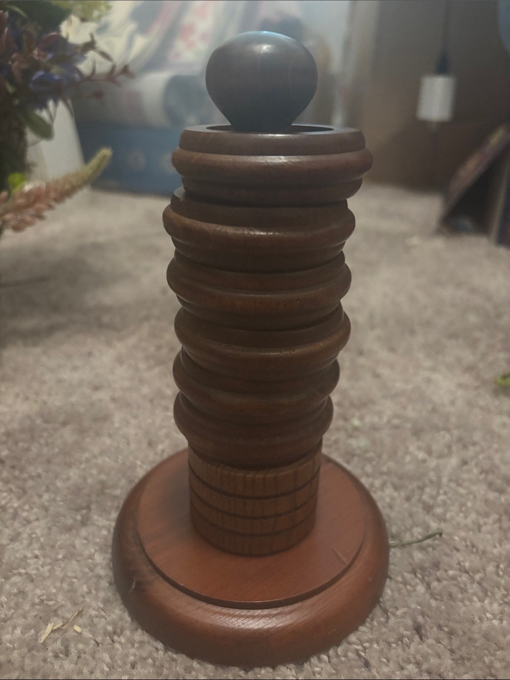 Wooden Napkin Ring Holder in Brown - Classic Home Accents